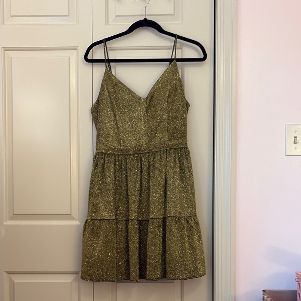 Elegant Gold Glittery Mini Dress